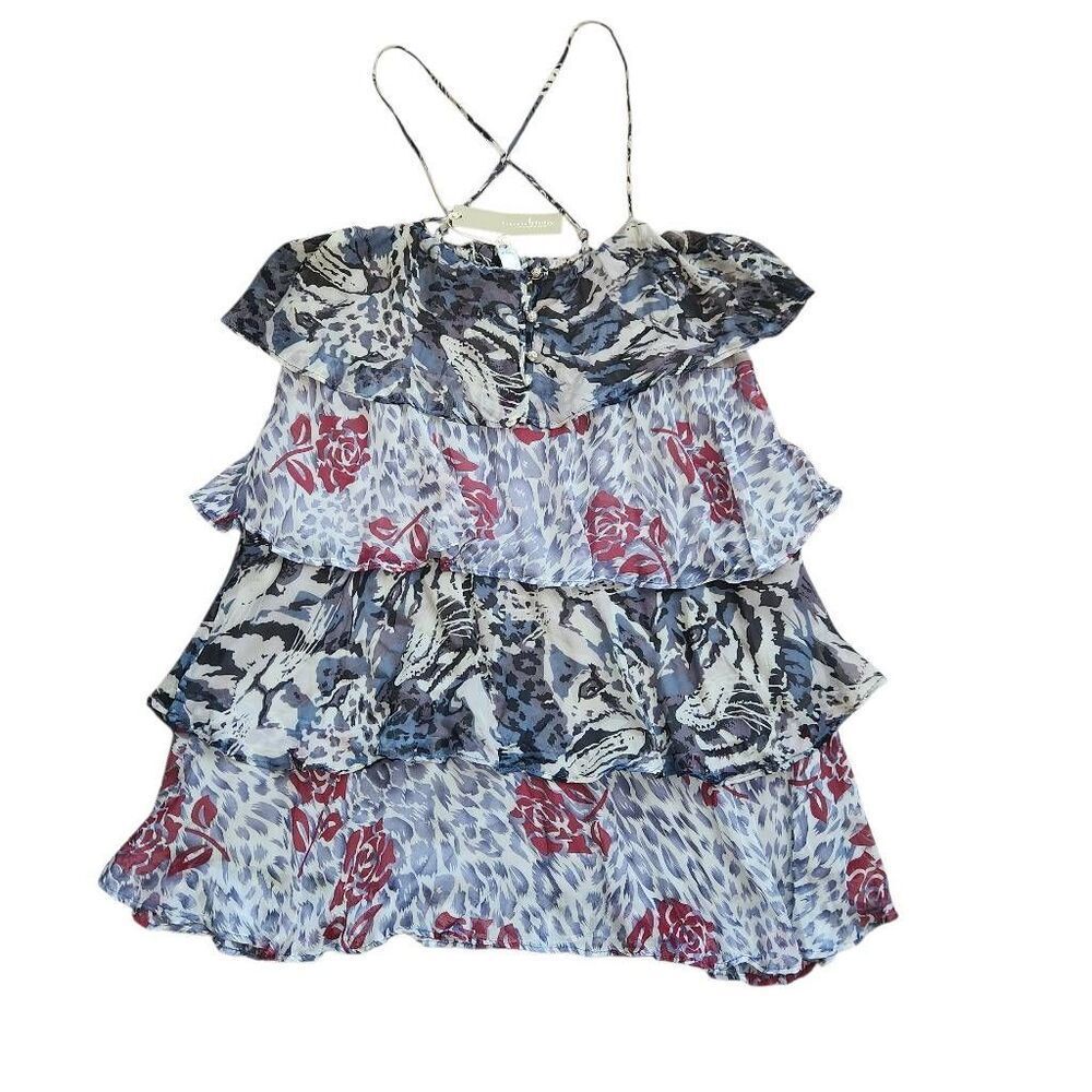 Trinity Ruffle Top‎ Womens Medium 100% Silk Whimsical Fairycore